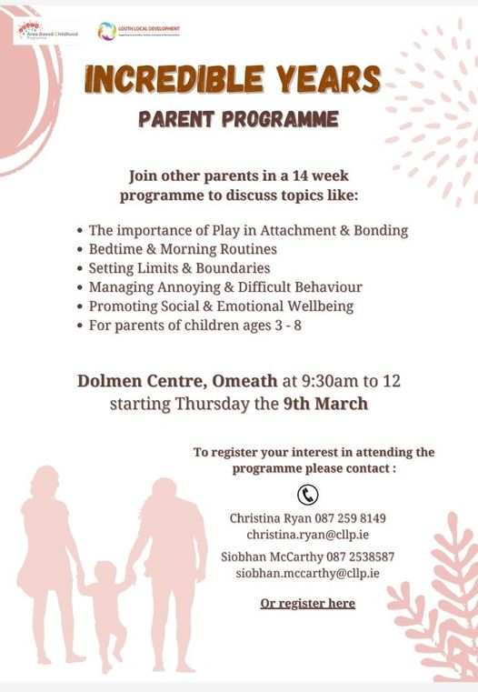 "INCREDIBLE YEARS PARENT PROGRAMME" - Omeath District Development